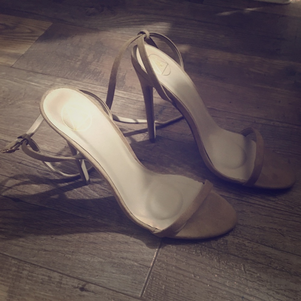 Nude sandal heels